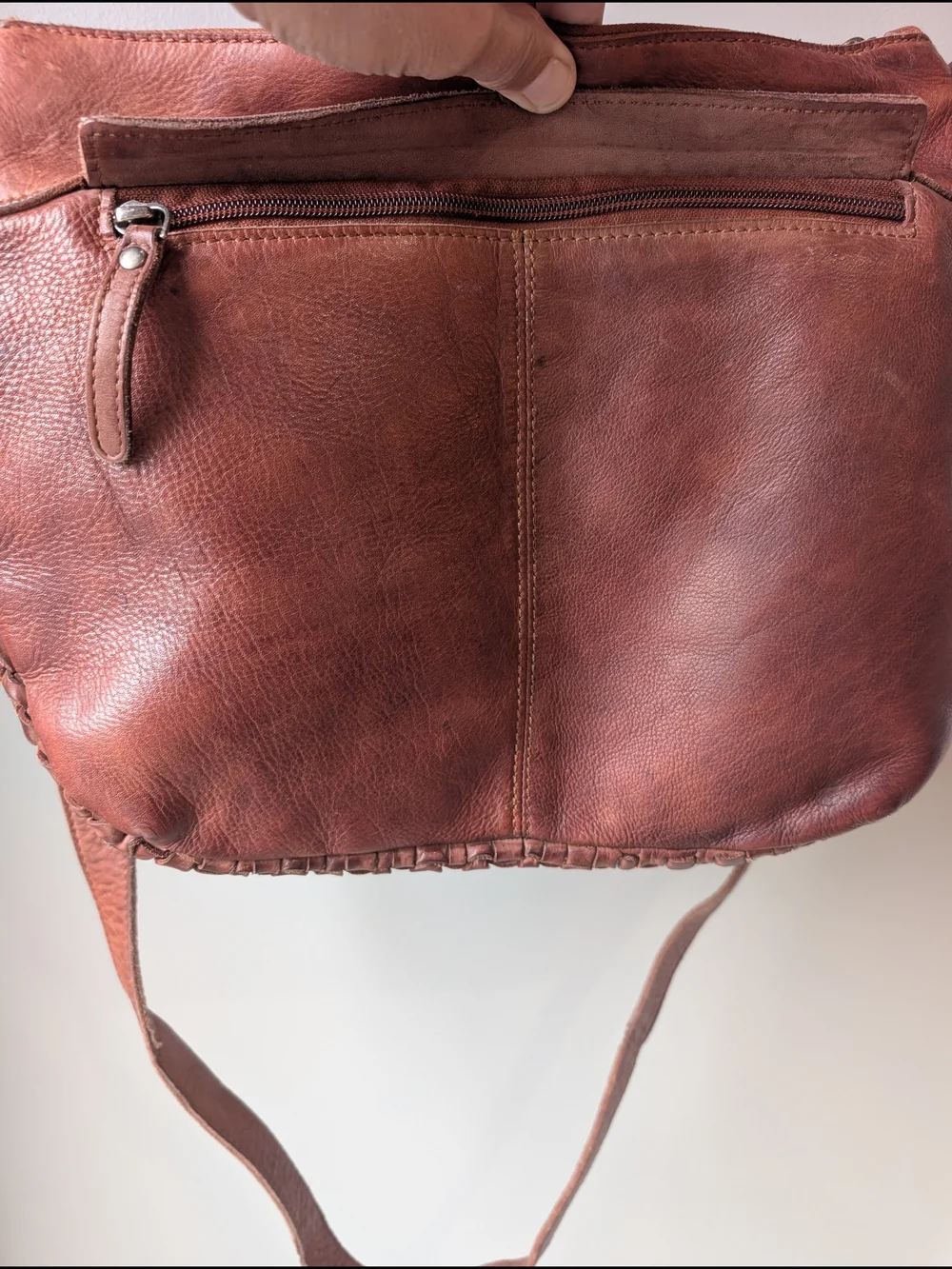 Boho Hobo Shoulder Purse Valenca Holland Cognac Woven Leather CrossbodyBag 10x11